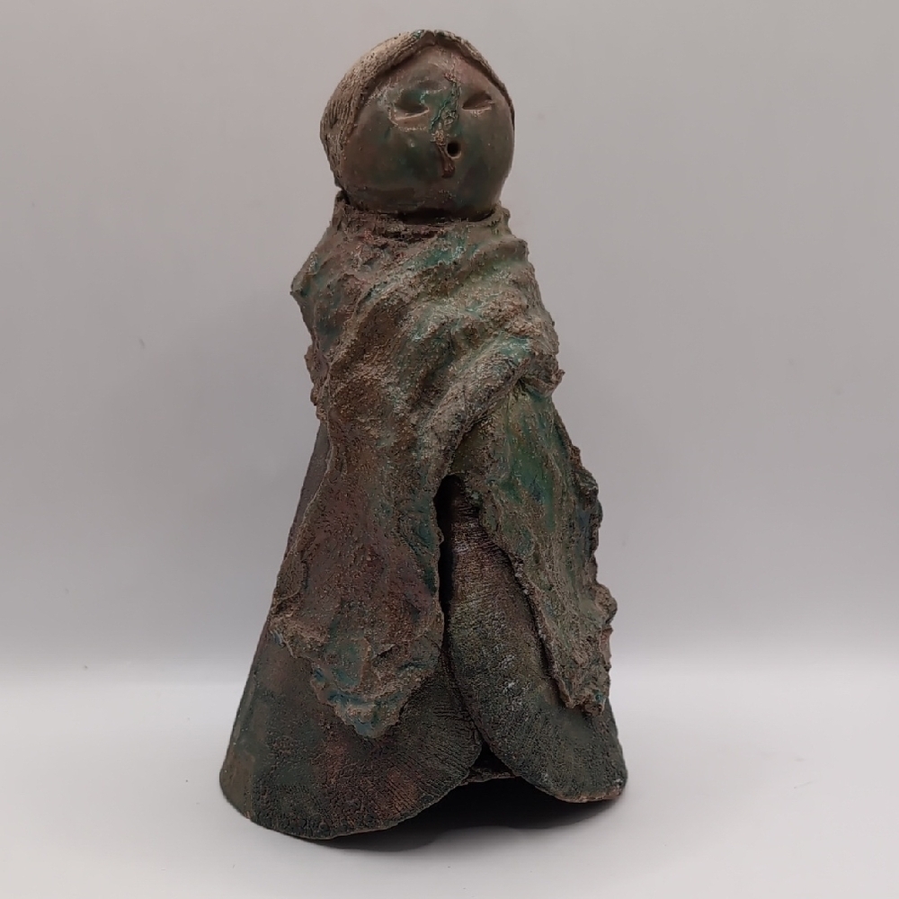 Vintage Handmade / Signed Brutalist Clay Studio Pottery Figure Sculpture - Raku